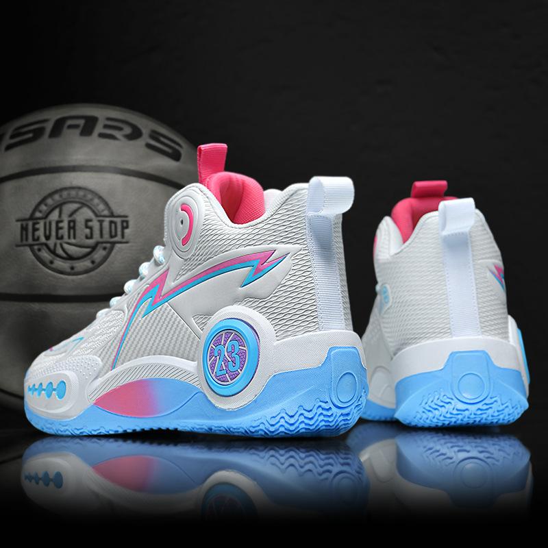 Баскетбольная обувь для молодежи, новые беговые профессиональные практические тренировочные нескользящие высокие износостойкие амортизирующие спортивные туфли Корзина