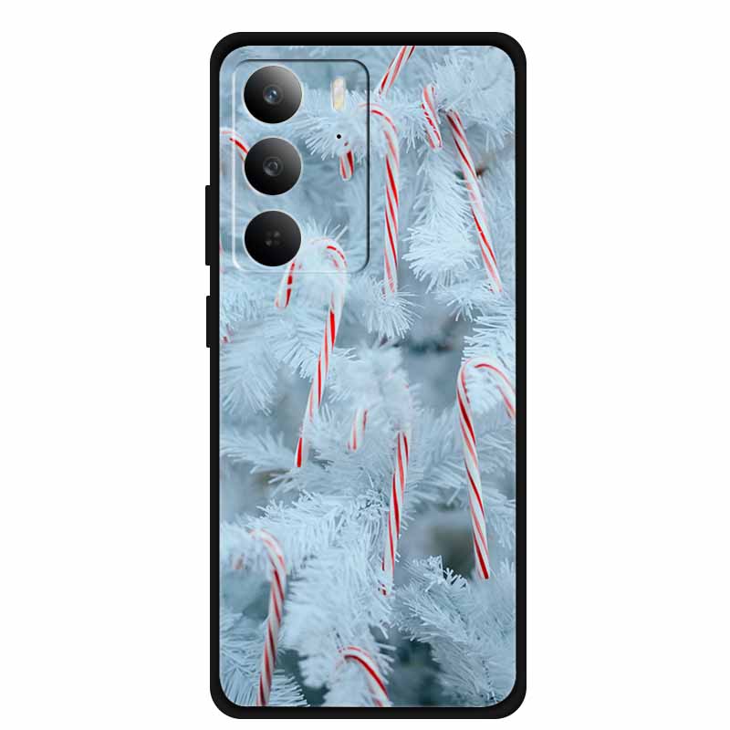 Для Realme 14x 5G Global Рождественский Чехол Мягкий Силикон Задняя Крышка с Рождественской Елкой для Чехла Realme 14x Чехол Санта-Клаус Защитный Чехол