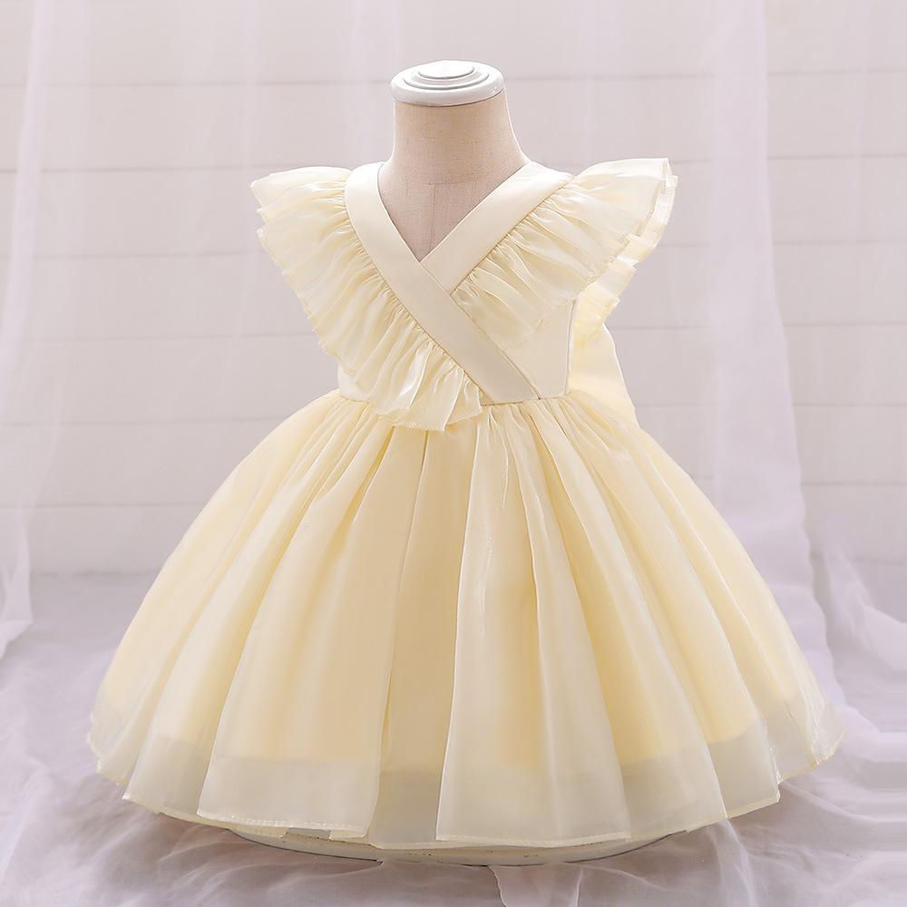 Детская одежда для маленьких девочек, платье с блестками и большим бантом для маленьких девочек, свадебное платье для первого дня рождения, платья принцессы дворца для девочек