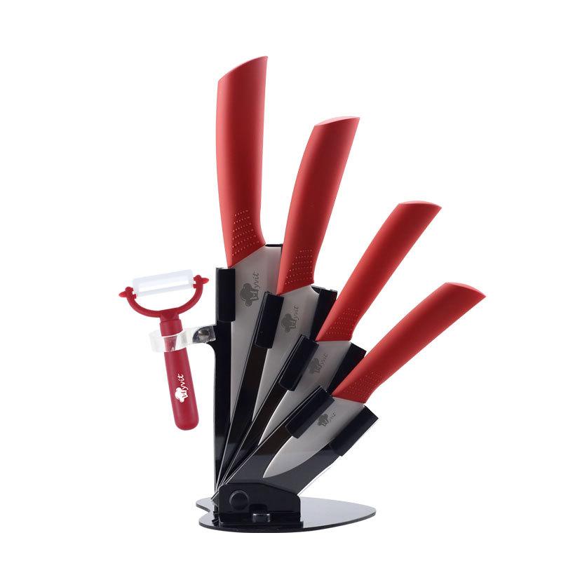 Кухонные ножи Керамические ножи Набор аксессуаров 3 дюйма для очистки овощей 4 дюйма универсальные 5 дюймов для нарезки 6 дюймов нож шеф-повара + держатель + овощечистка с черным лезвием