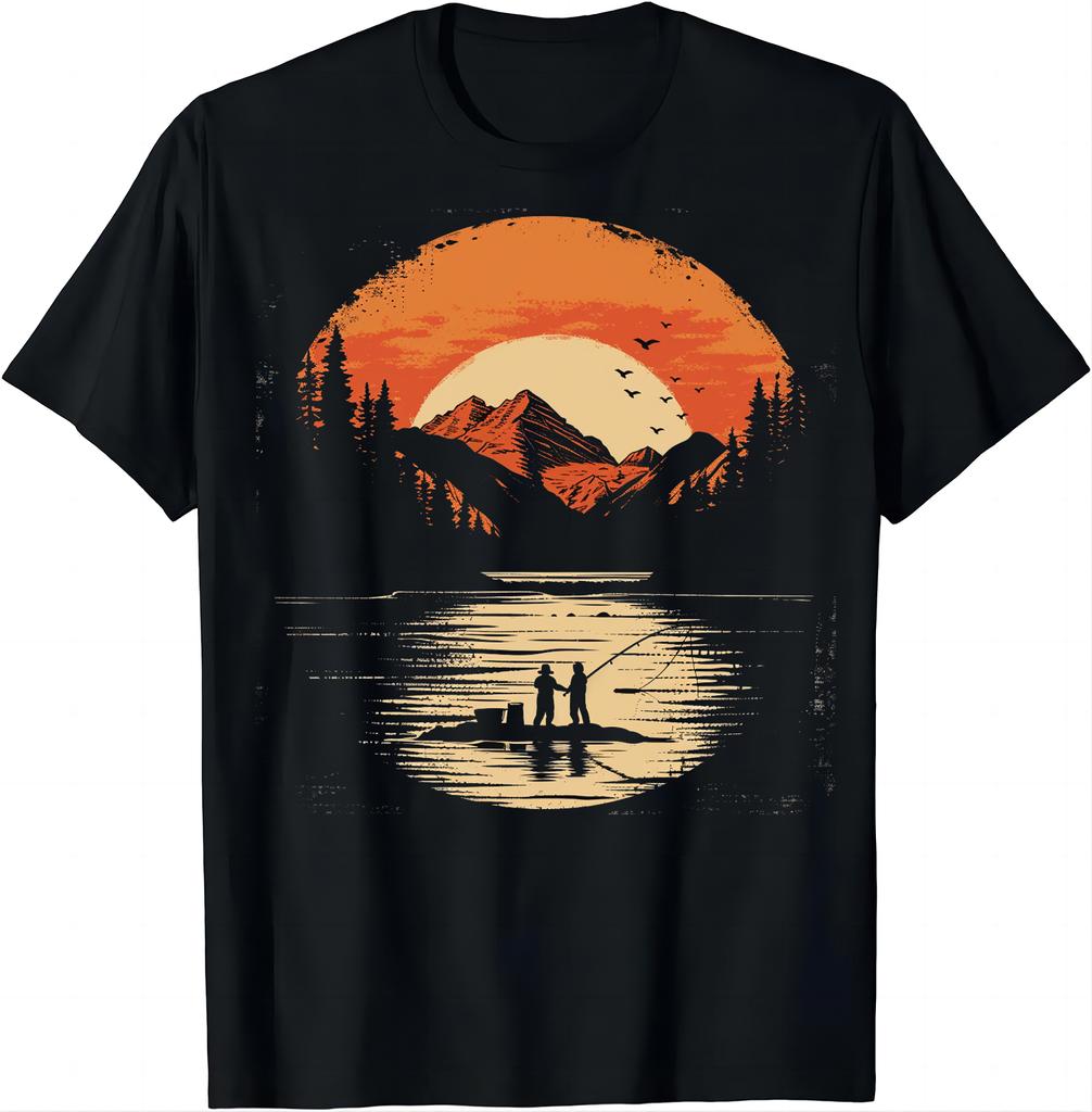 Women's Outdoor Activity T-shirt - Enjoy Fishing Moment Shirts Unisex Clothing Tops Graphic T Shirts Vintage T Shirt  Streetwear
