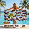 Custom Text Beach Towel, Soft Absorbent Swimming Multi-use TowelBurnley Football