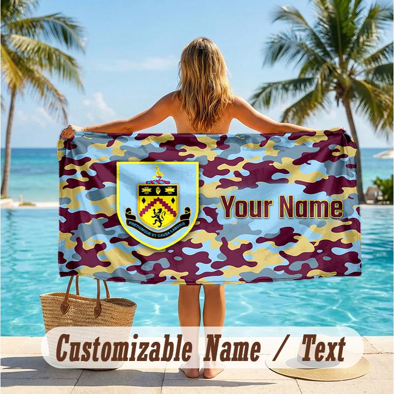 Custom Text Beach Towel, Soft Absorbent Swimming Multi-use TowelBurnley Football