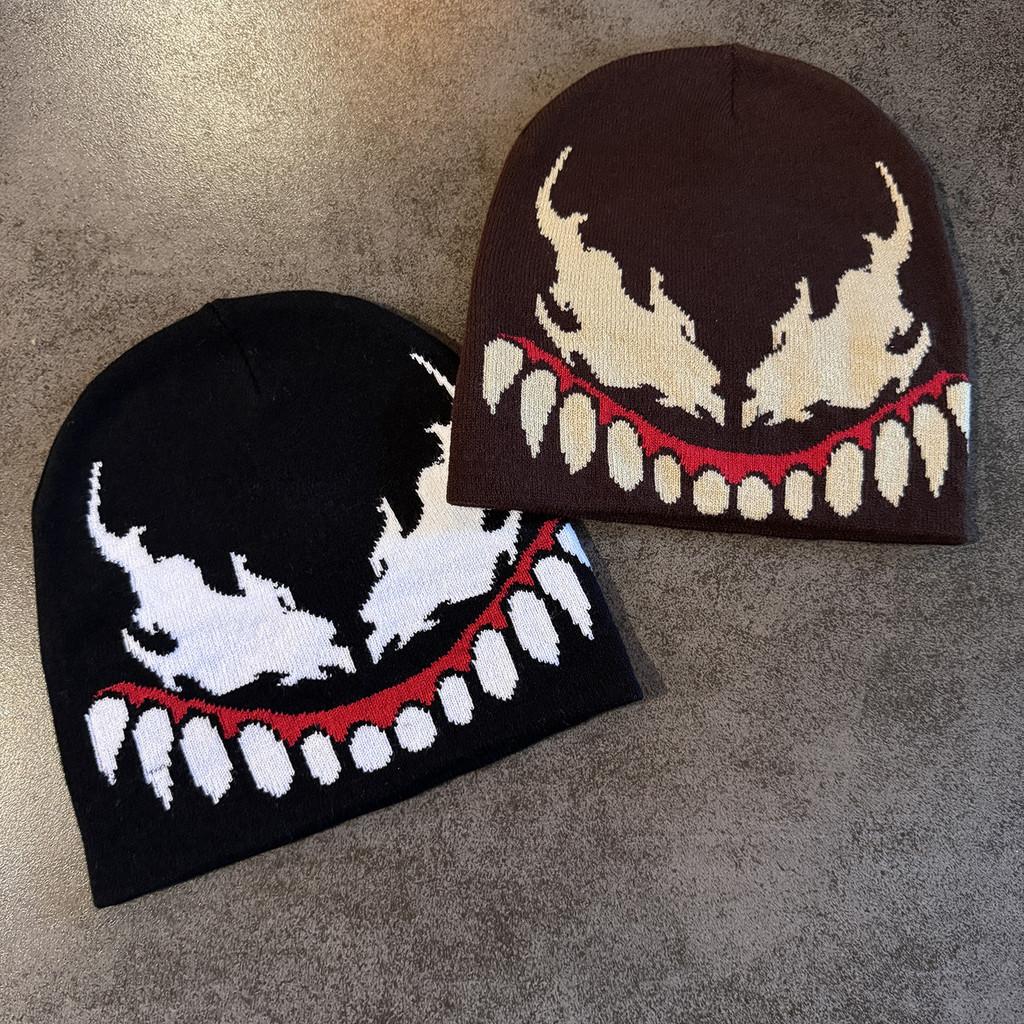 Venom Style Knit Hat Unisex Acrylic Fabric For Streetwear And Cold Weather