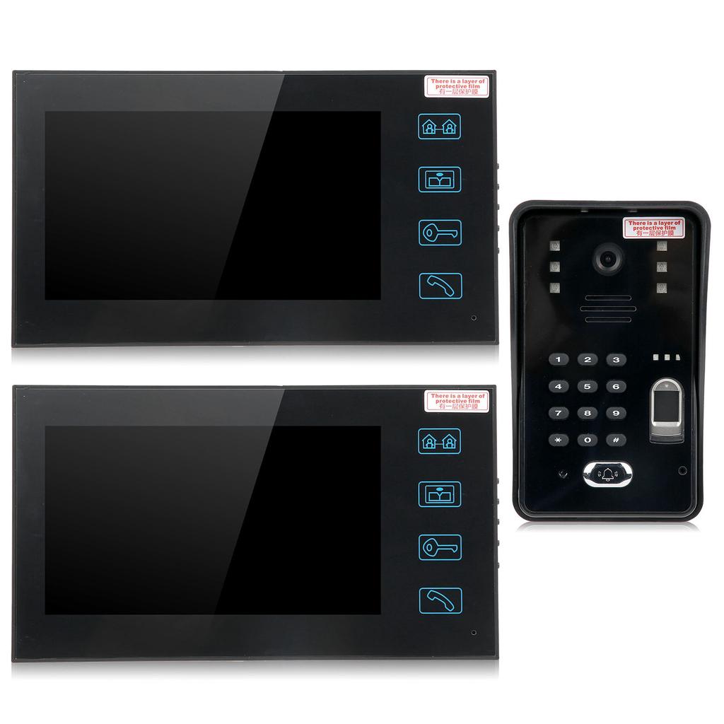 7-дюймовый видеодомофон с 2 мониторами, отпечатками пальцев, паролем, идентификационной картой, удаленной разблокировкой, комплектом контроля доступа