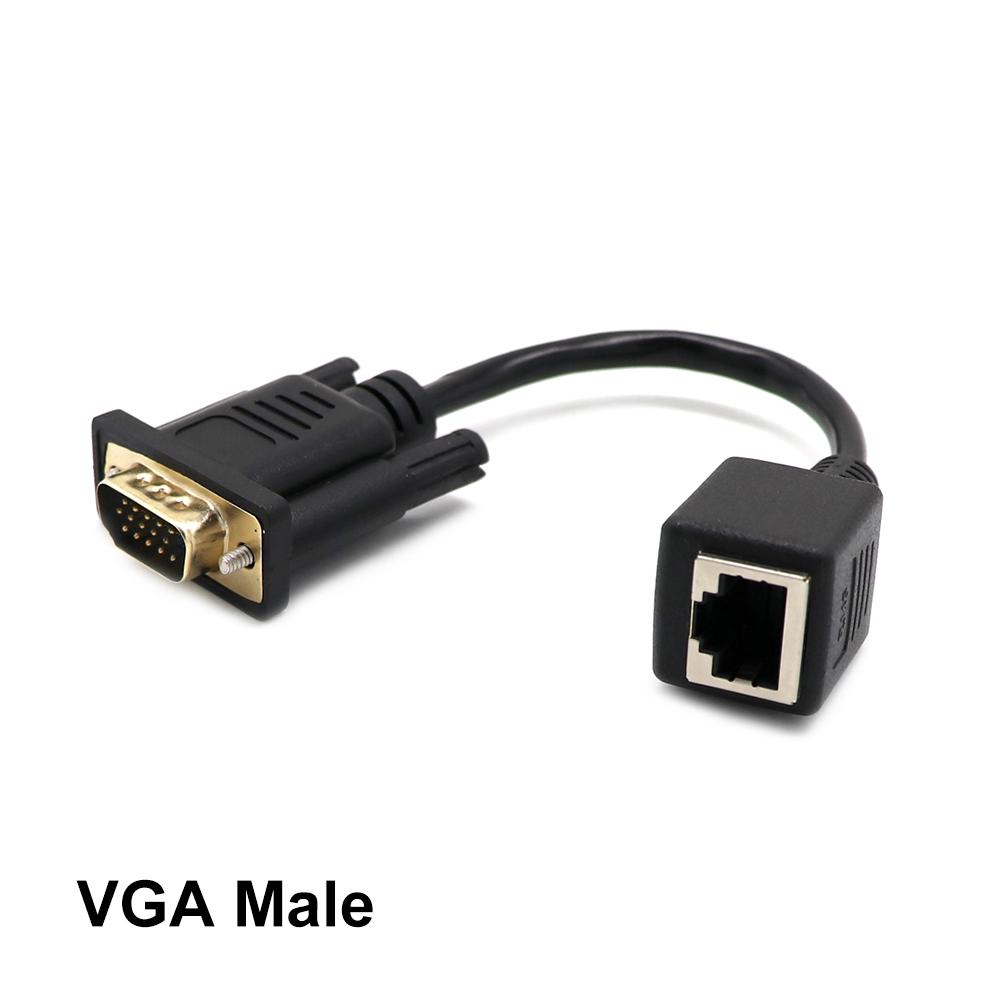 Plug and Play Male/Female To Female Ethernet Port Network Cable Adapter VGA To RJ45 VGA Extender