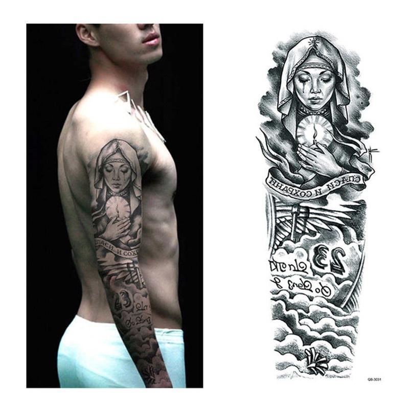 1 шт. татуировка наклейка полный цветок рука рыба павлин лотос узор временный макияж боди-арт