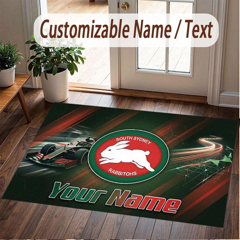 Custom Rug South Sydney Rabbitohs Pattern Print Name Text Soft Non‑Slip Floor Carpet for Home Indoor Decoration
