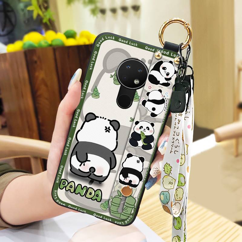 Wrist Strap Durable Phone Case For Nokia 6.2/7.2 Cartoon Fashion Design Waterproof Shockproof Panda Wristband Anti-dust