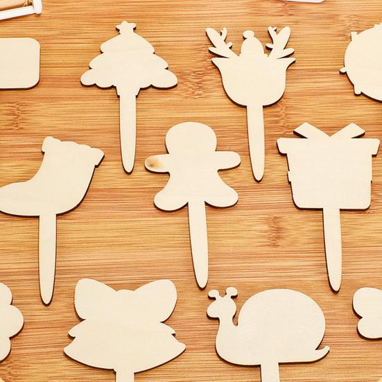 10 шт. деревянных пасхальных украшений в виде кролика, незаконченные поделки своими руками с отверстием для подвешивания