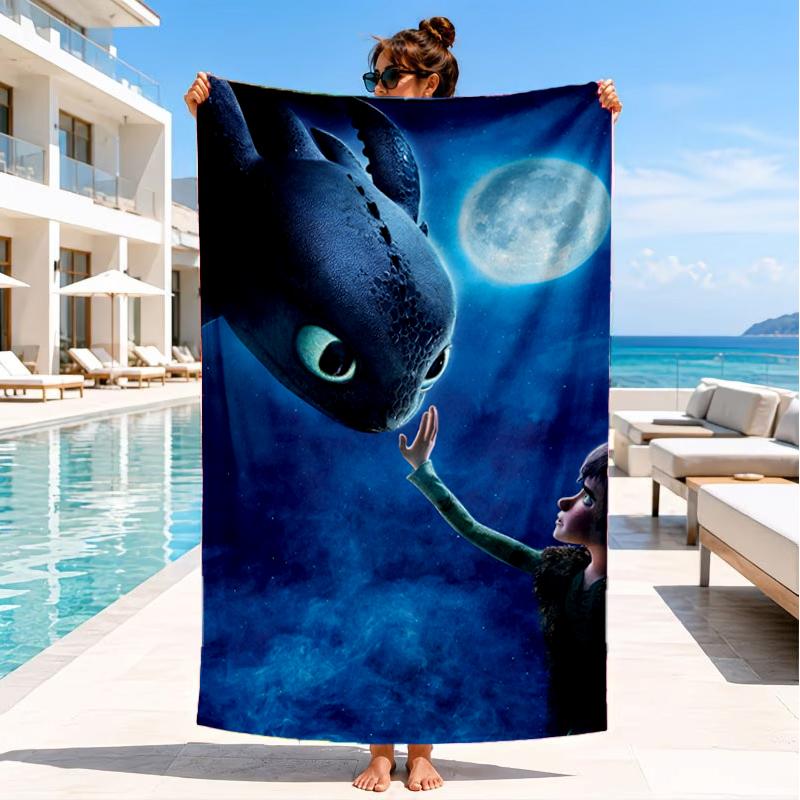 Dragon Taming Adventure Beach Towel, Super Soft Microfiber, Perfect Gift for Her/Him, Birthday, for Pool, Beach, Travel, Decor Beach Party