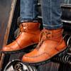 Мужские ботинки ручной работы из натуральной кожи Ретро ботинки Мужская натуральная кожа Большая мужская обувь Высокий верх