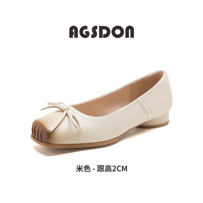 Обувь Augustine с французским квадратным носком, одинарная, женская, новая летняя коллекция 2025, с бантом, на низком каблуке, Мэри Джейн, маленькие кожаные туфли