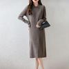 Women Sweater Dress 100% Wool TIDENOVEL Turn-down Collar Knit Long Pullover Winter Jumpers Wool Long Dress Female