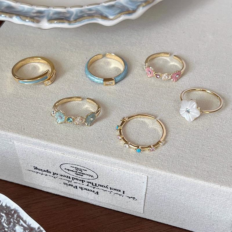 Элегантное перламутровое эмалевое синее кольцо 2025 года для девочек – уникальный, изысканный, легкий роскошный дизайн