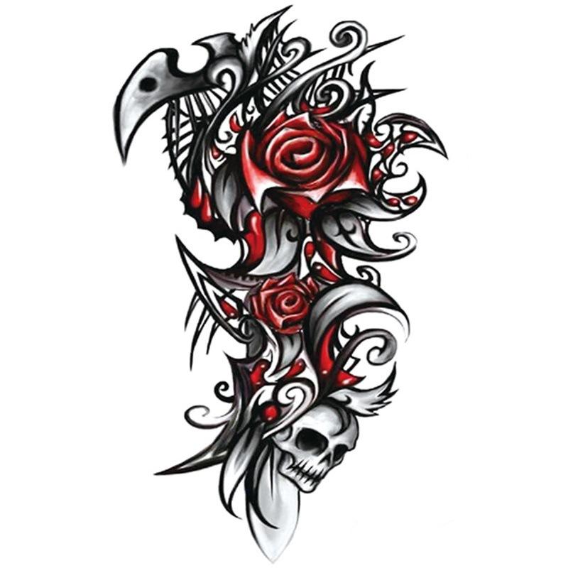 Наклейка на татуировку на руку с цветком, крылья ангела, череп, ветер, набор для переноса на воду, водонепроницаемая наклейка на татуировку