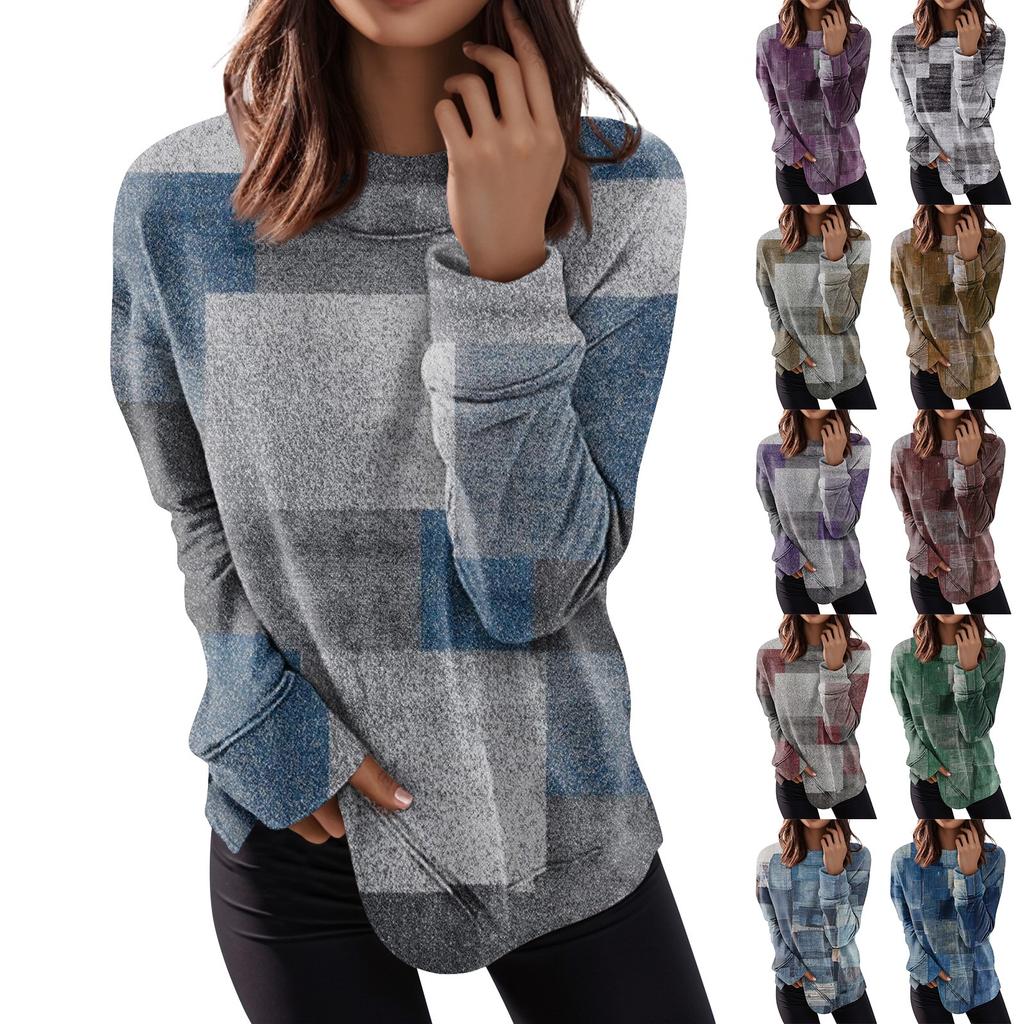 Женские топы с круглым вырезом, хлопковая женская повседневная модная блузка с длинным рукавом и круглым вырезом с цветочным принтом, пуловер