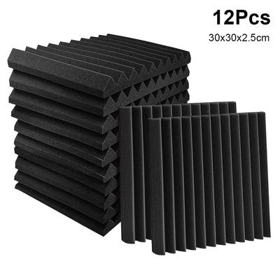 1/12 шт. Прочная звукоизоляционная акустическая пена 30x30x2,5 см Звукоизоляционная акустическая пенопластовая плита Клиновидная пенопластовая плитка с треугольным пазом