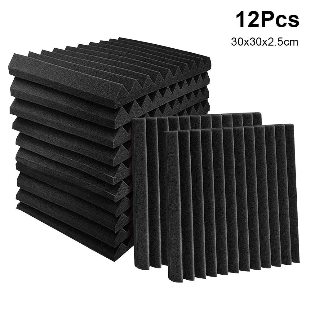 1/12 шт. Новая звукоизоляционная звукопоглощающая пена Треугольная канавка Звукоизоляционная акустическая пенопластовая панель 30x30x2,5 см Клиновидная пенопластовая плитка