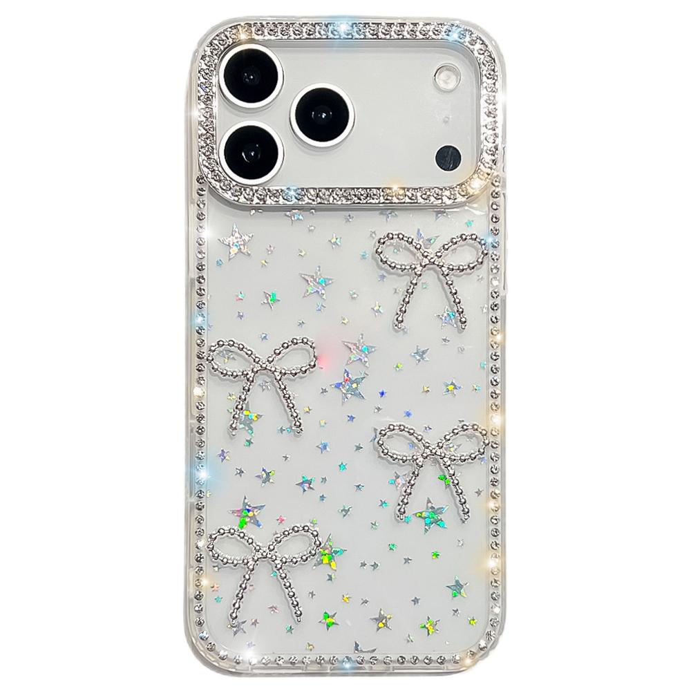 For iPhone 17 Pro Max Case Rhinestone Edge Butterfly Bow Decor TPU+PC IMD Phone Cover
