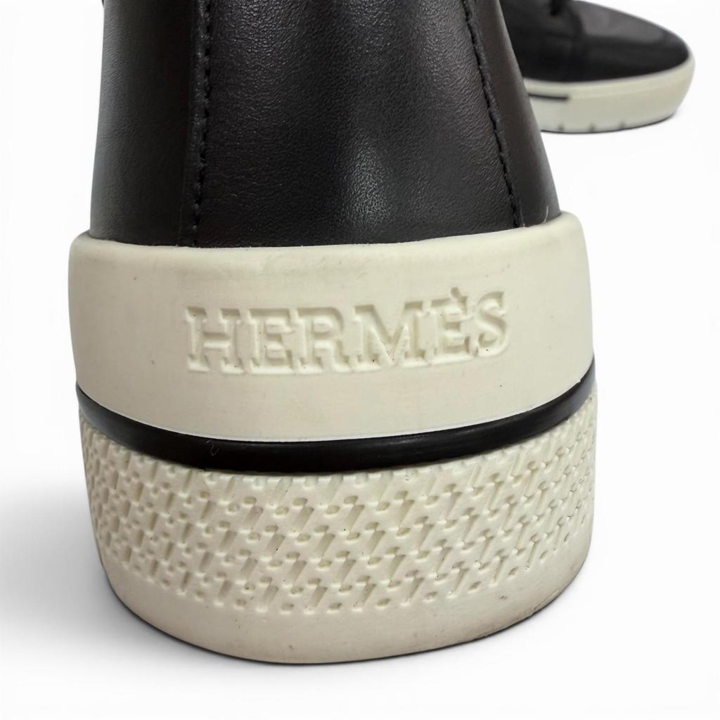Excellent HERMES High cut sneakers black leather mens 41.5 182355ZH Used