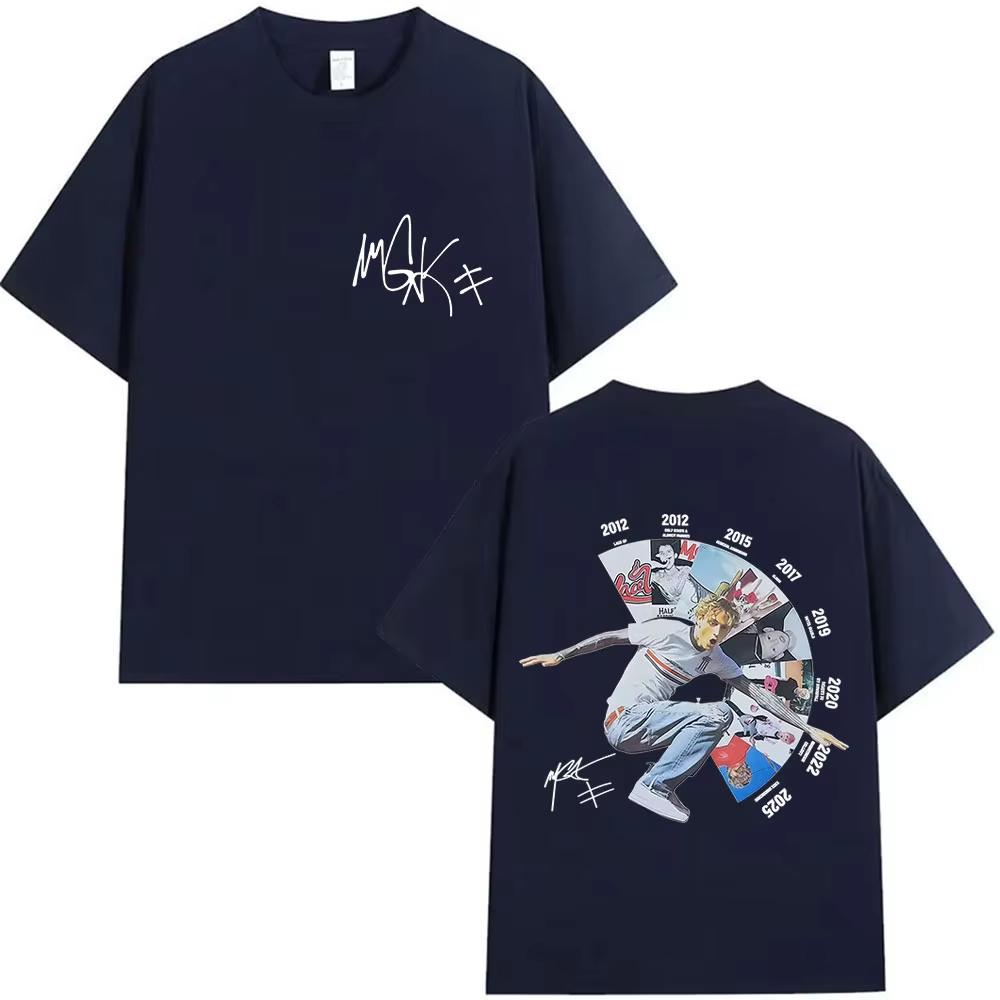 Рэпер MGK Lost Americana Tour 2026 Футболки с принтом Machine Gun Kelly Повседневная футболка с круглым вырезом Модная хлопковая футболка высокого качества