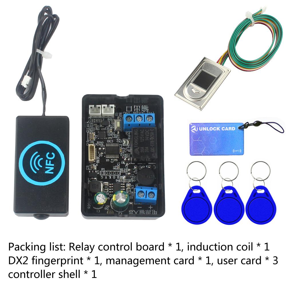 Mobile phone NFC induction relay module DC10V-120V fingerprint access control panel IC card controller car door unlock DIY