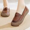 New Spring and Summer Casual Soft Sole Soft Bread-toe Mother Shoes Women's Single Shoes Non-slip Wide Toe and Not Tired Middle-aged Leather Shoes
