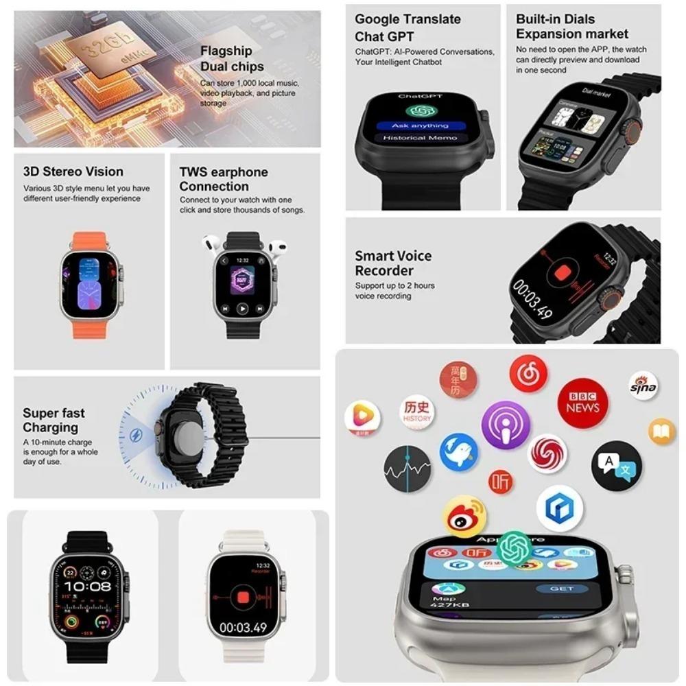 2025Новые DT Ultra 3 Pro Google map NFC Смарт-часы 32G Память Музыка Видео NFC Bluetooth Звонок Водонепроницаемые Смарт-часы