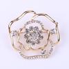 Hollow Glossy Rose Flower Brooch Sparkling Rhinestones Inlaid Pin Luxury Wedding Dress Badge Women Sweater Coat Jewelry Accesorries