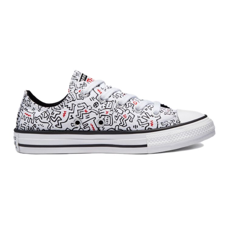 Converse Keith Haring X Chuck Taylor All Star Low Top Детские парусиновые кеды Детские кроссовки Белый Черный 371861C