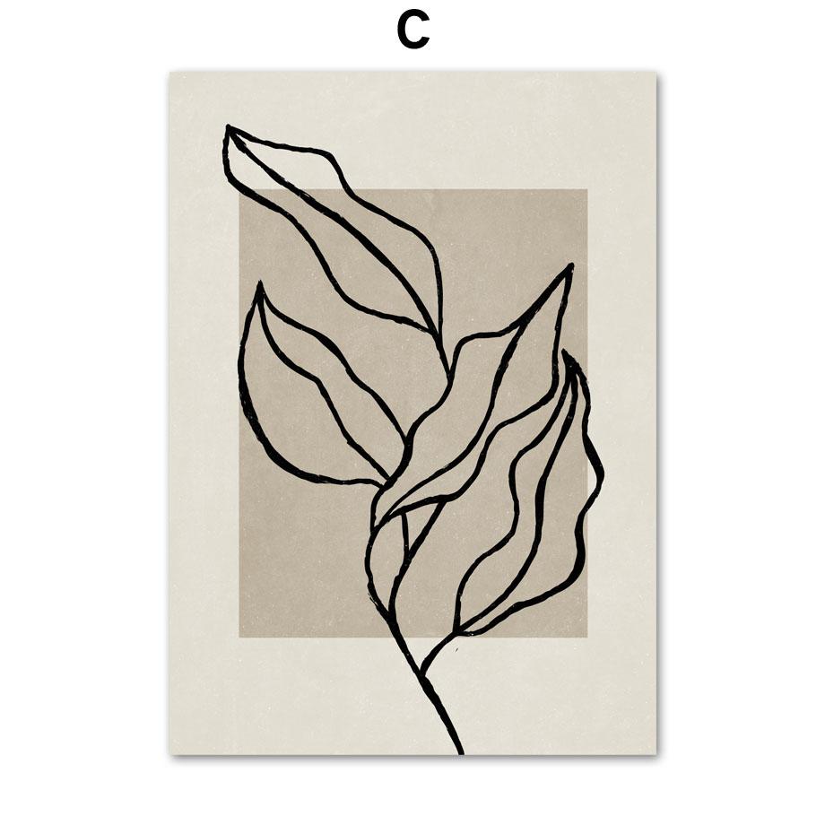 Абстрактные линии, растения, листья, геометрия, цветы, постеры и принты, холст, живопись, скандинавские настенные художественные картины для декора гостиной