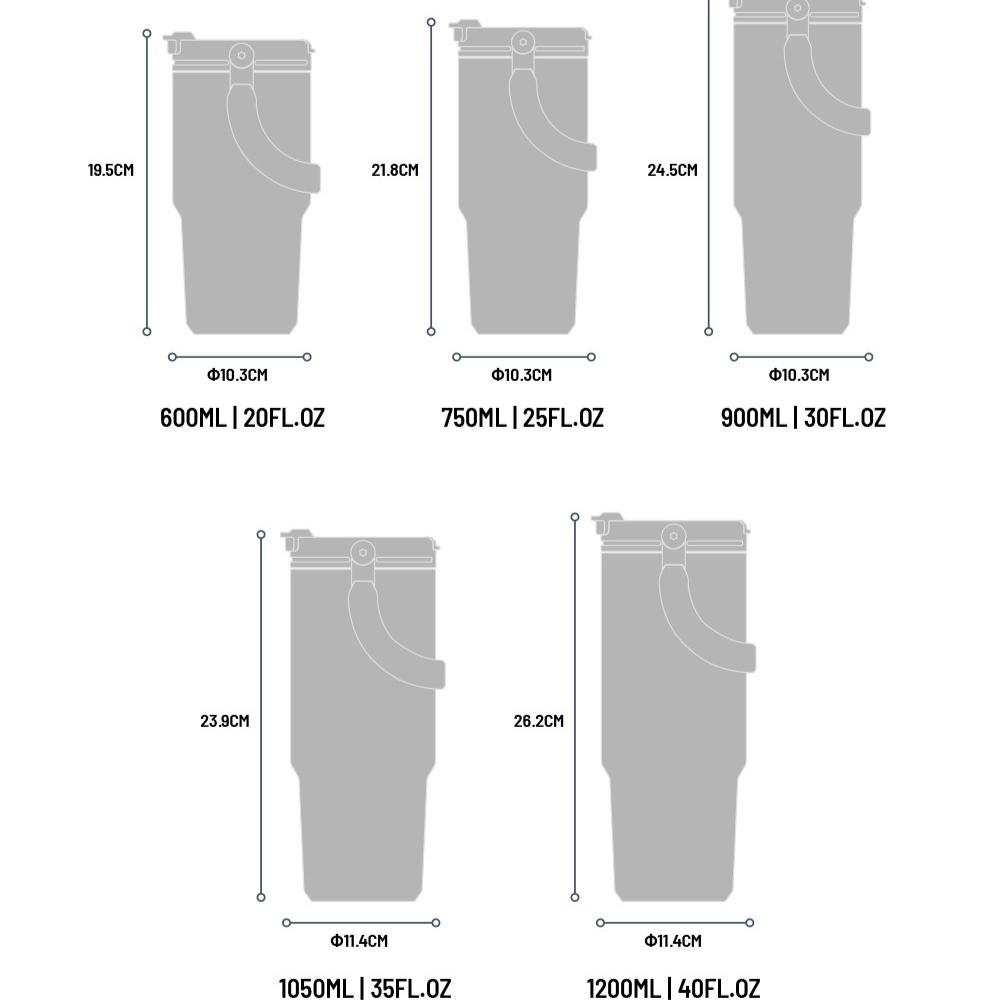 Tyeso 1050ML Large-Capacity Handle Thermoses Dual-Drink Coffee Mug Stainless Steel Ice Cup Car Bottle Hot Cold Retention