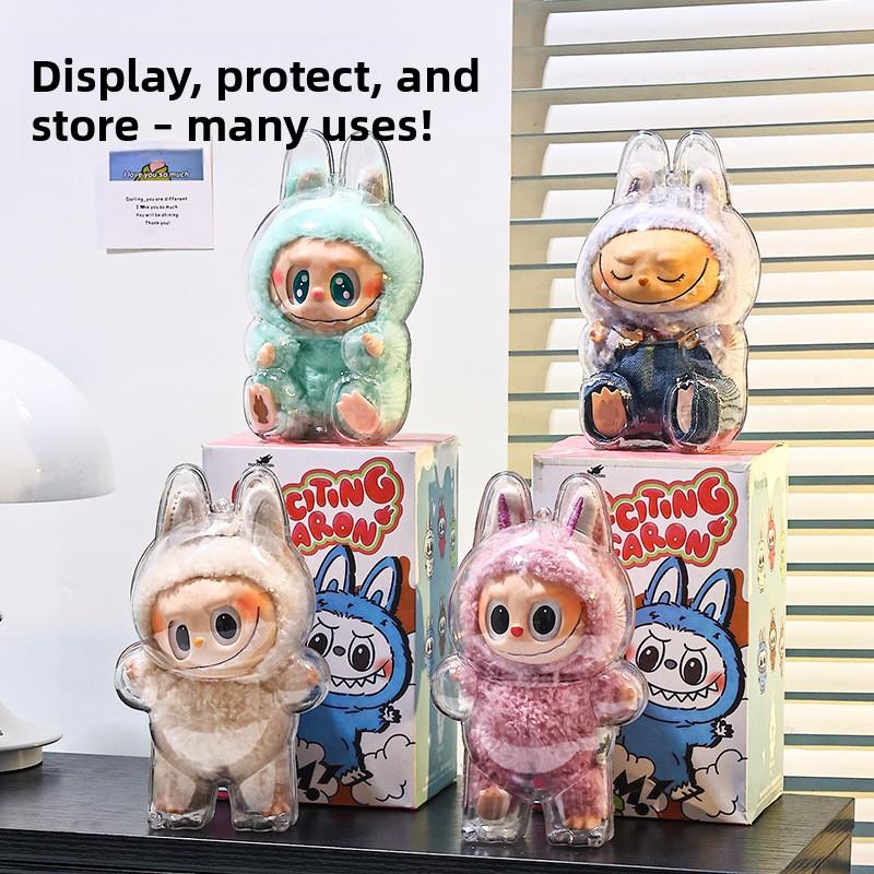 Clear Protective Case for Labubu Dolls, Transparent Hard Shell Cover for Figure Display Storage, Multiple Style Options
