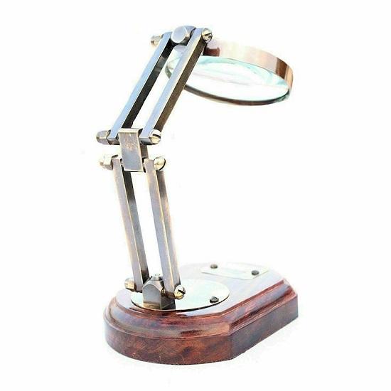 Table Top Magnifying Glass Desk Brass  30.48cm Nautical Gift, Adjustable Magnifying Glass, Zoomer Beautiful Gift