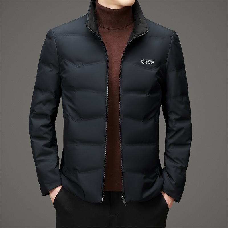 Пуховик мужской для молодежи и среднего возраста с воротником-стойкой, корейская версия, облегающий, повседневный, антибактериальный, теплый, куртка