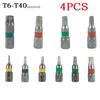 4Pcs 25mm T6-T40 Magnetic Torx Screwdriver Bits Set Electric Screwdriver Head T6/T8/T9/T10/T15/T20/T25/T27/T30/T35/T40 Hand Tool