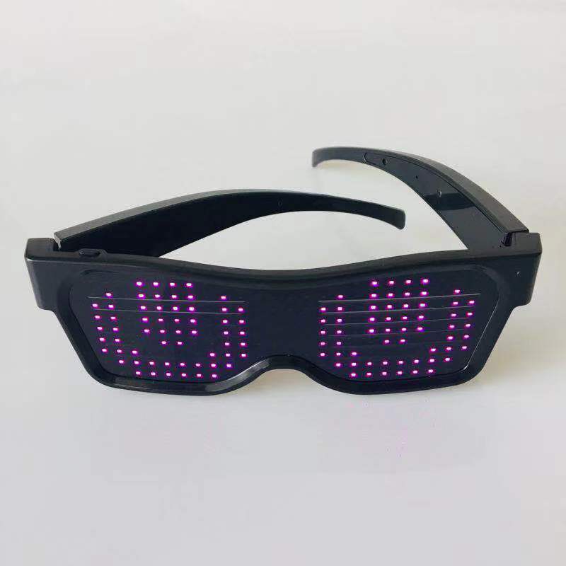 Светодиодные волшебные USB-зарядные очки DIY App Control Bluetooth светящиеся очки для вечеринок
