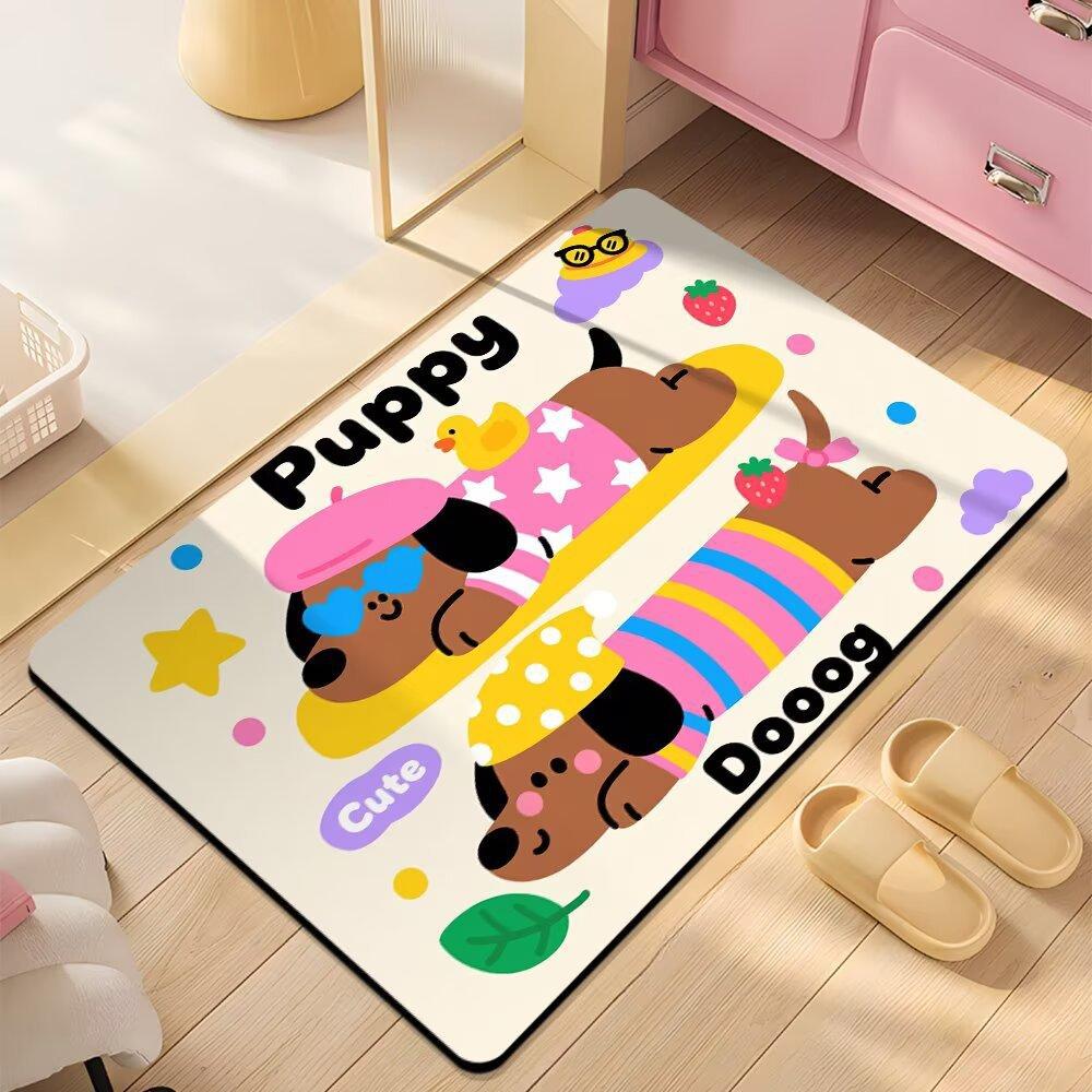 Floor Mat Bathroom Absorbent Mat Cartoon Cute Dopamine Non-slip Mat Household Dirt-resistant Foot Mat Diatom Mud Floor Mat