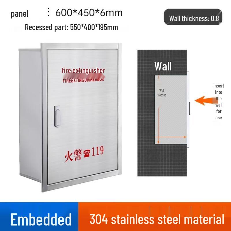Утолщенный recessed ящик для огнетушителя из нержавеющей стали