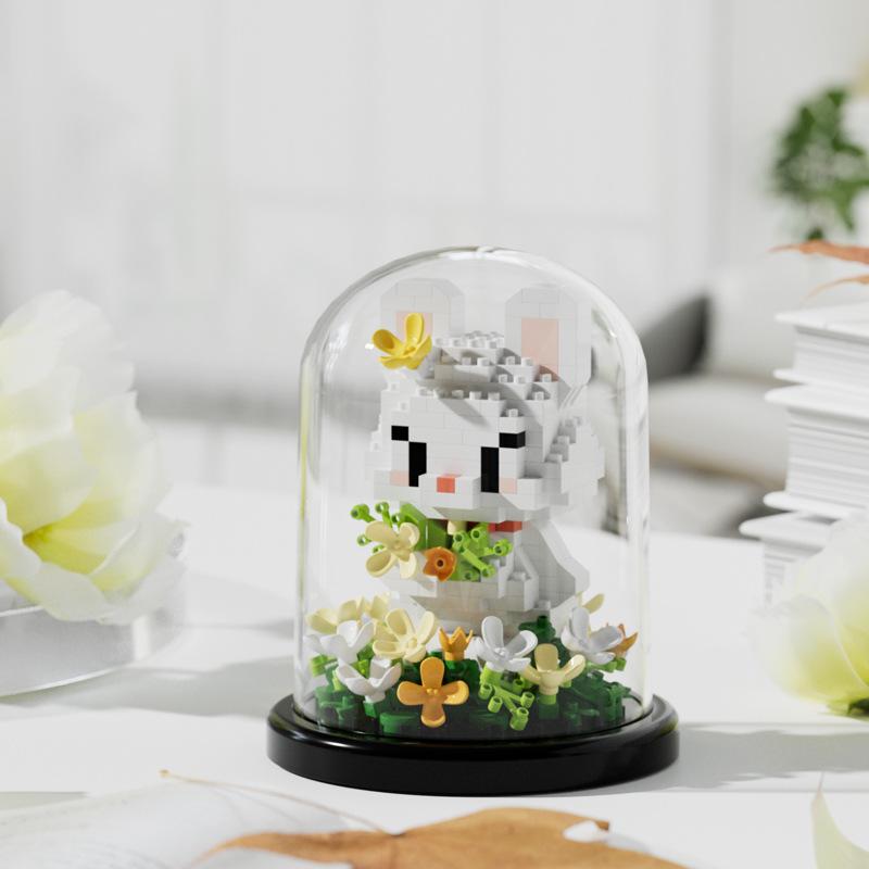 Cute Pet Dog/Rabbit/Bear Miniature Model Building Blocks Children Cartoon Animal Building Blocks Educational Toys Children GIF