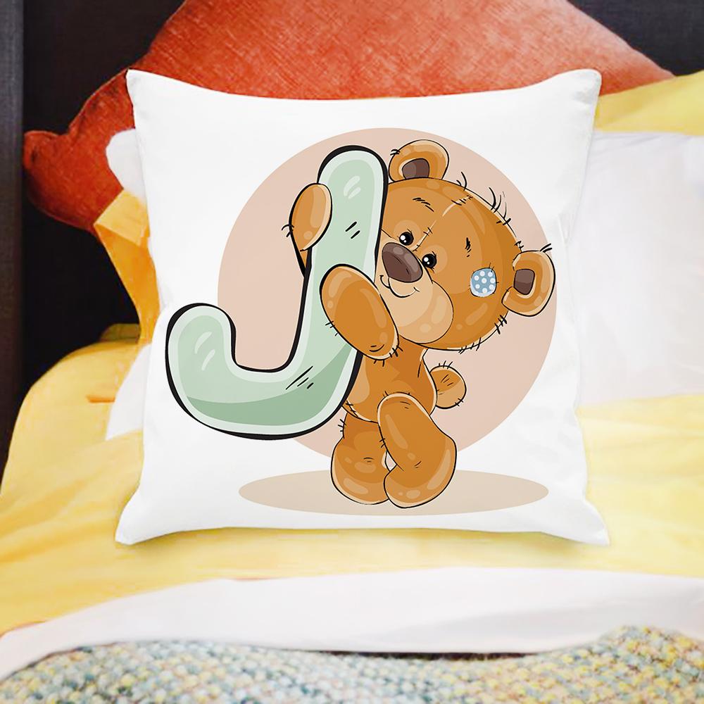 45x45см мультяшный медведь диван украшение детской комнаты милая наволочка с животным печатью букв чехол для подушки