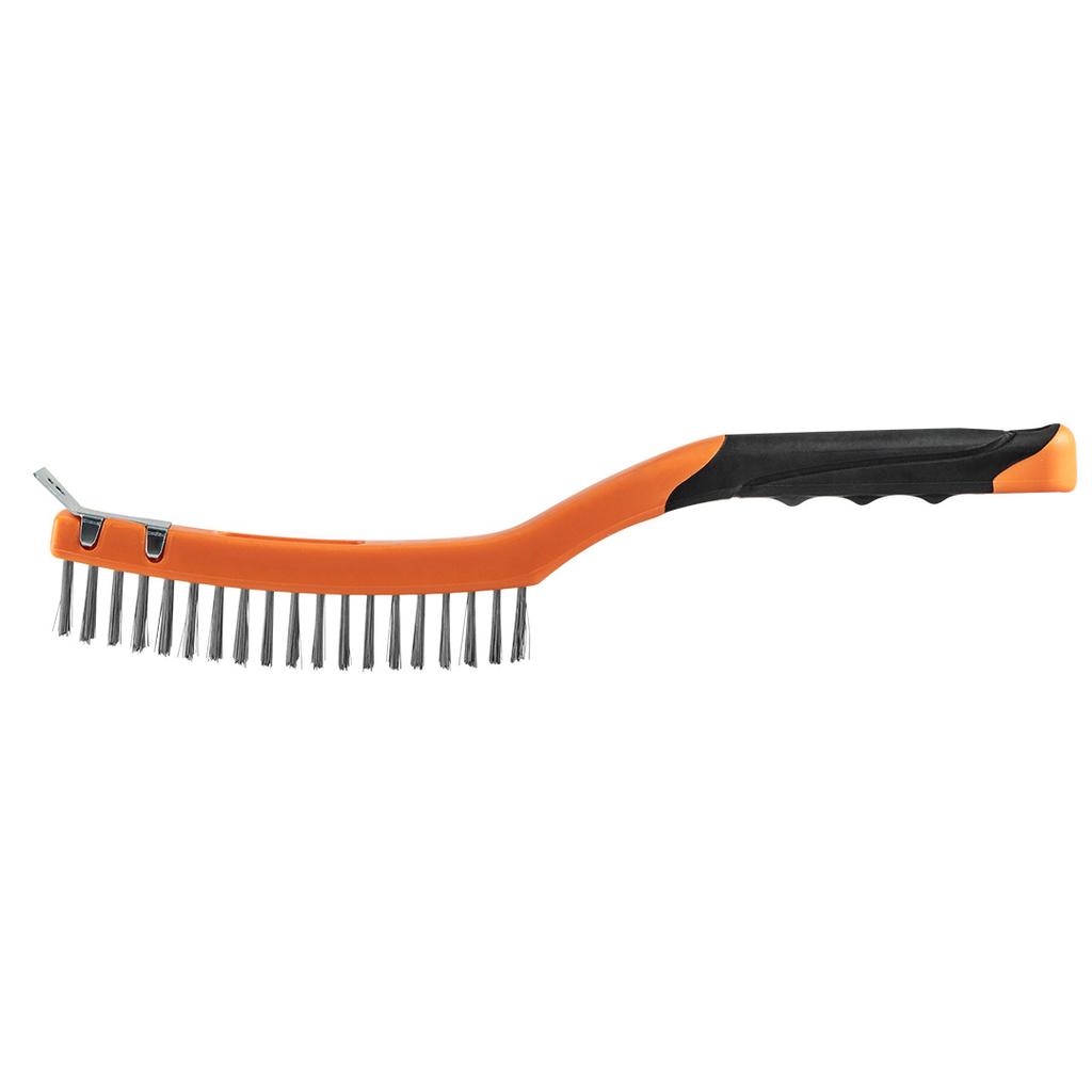 Wire brush, steel wire, 3x19 rows, with scraper