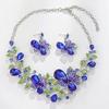 Многоцветные серьги с подходящим ожерельем Модные цветы баухинии Кристальный циркониевый набор Свадебное ожерелье Женский циркон