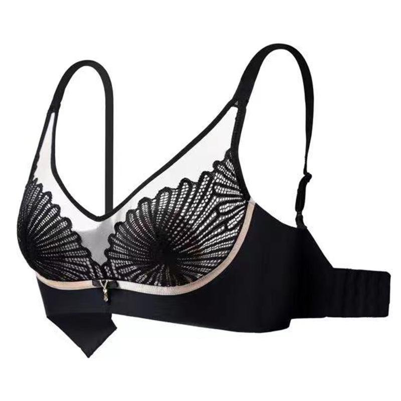 Ultra-thin Lace Bra Gathered Adjustable Underwear Shockproof Anti-glare Bra