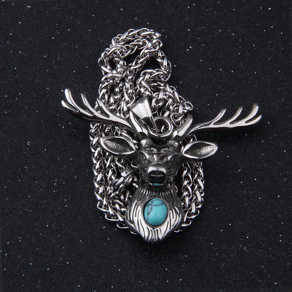 Ожерелье с подвеской в виде бирюзового лося, символ силы, уникальный подарок для любителей природы