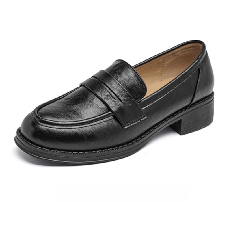 Модные лоферы 2025 Новые весенне-осенние туфли из мягкой кожи в винтажном британском стиле Женская обувь на ленивой подошве на среднем каблуке