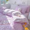 Princess Bedding Set  French Style Wash Cotton Solid Color Seersucker Summer Soft New Bed Sheet Set Comforter Set