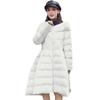 New Fashion Mid-length Slim Fit Cotton Jacket Thin Beige White Waist Light Luxury Style Warm