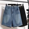 Plus Size Women Jeans Shorts Pants 2025 Buttons Summer Loose Short Basic High Waist Solid Pants Elastic Waist